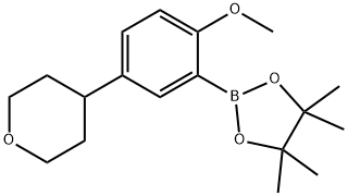 2-(2-methoxy-5-(tetrahydro-2H-pyran-4-yl)phenyl)-4,4,5,5-tetramethyl-1,3,2-dioxaborolane Struktur