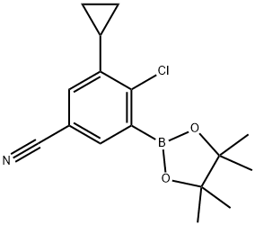 2-Chloro-3-cyclopropyl-5-cyanophenylboronic acid pinacol ester 结构式