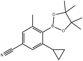 2-Methyl-4-cyano-6-cyclopropylphenylboronic acid pinacol ester 结构式