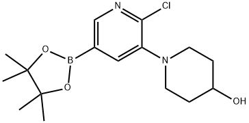 6-Chloro-5-(4-hydroxypiperidin-1-yl)pyridine-3-boronic acid pinacol ester Structure