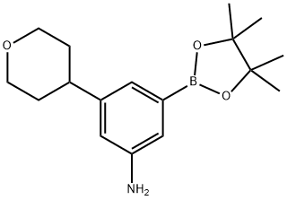 3-(tetrahydro-2H-pyran-4-yl)-5-(4,4,5,5-tetramethyl-1,3,2-dioxaborolan-2-yl)aniline Structure