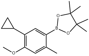 2-Methyl-4-methoxy-5-cyclopropylphenylboronic acid pinacol ester 化学構造式