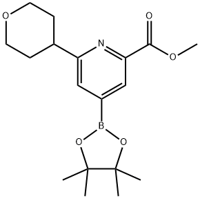 methyl 6-(tetrahydro-2H-pyran-4-yl)-4-(4,4,5,5-tetramethyl-1,3,2-dioxaborolan-2-yl)picolinate Structure