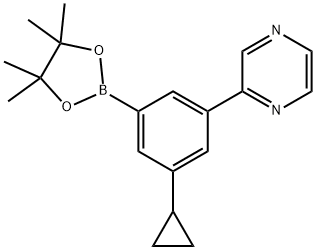 2-(3-cyclopropyl-5-(4,4,5,5-tetramethyl-1,3,2-dioxaborolan-2-yl)phenyl)pyrazine 结构式