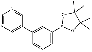 5-(5-pyrimidyl)pyridine-3-boronic acid pinacol ester 化学構造式