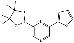 2-(furan-2-yl)-6-(4,4,5,5-tetramethyl-1,3,2-dioxaborolan-2-yl)pyrazine Struktur