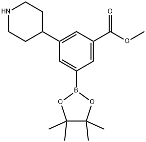 methyl 3-(piperidin-4-yl)-5-(4,4,5,5-tetramethyl-1,3,2-dioxaborolan-2-yl)benzoate 结构式