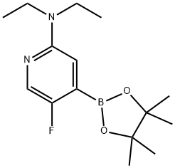 5-Fluoro-2-(diethylamino)pyridine-4-boronic acid pinacol ester 化学構造式