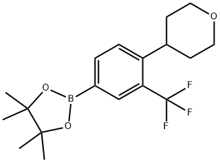 3-(Trifluoromethyl)-4-(4-tetrahydropyranyl)phenylboronic acid pinacol ester 结构式