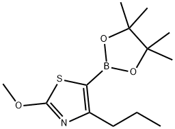 4-(n-Propyl)-2-methoxythiazole-5-boronic acid pinacol ester 化学構造式