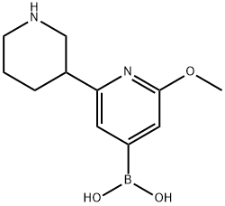 2-Methoxy-6-(piperidin-3-yl)pyridine-4-boronic acid 结构式