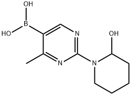 4-Methyl-2-(2-hydroxypiperidino)pyrimidine-5-boronic acid, 2225153-50-2, 结构式