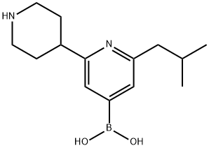 2-(iso-Butyl)-6-(piperidin-4-yl)pyridine-4-boronic acid 结构式