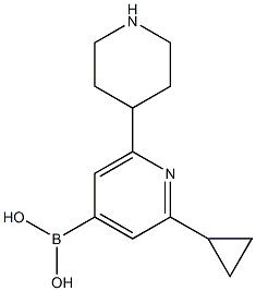 2-Cyclopropyl-6-(piperidin-4-yl)pyridine-4-boronic acid 结构式