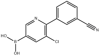 5-Chloro-6-(3-cyanophenyl)pyridine-3-boronic acid 化学構造式