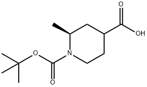 (2S)-1-(tert-butoxycarbonyl)-2-methylpiperidine-4-carboxylic acid Struktur