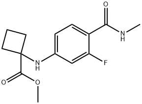 methyl 1-((3-fluoro-4-(methylcarbamoyl)phenyl)amino) cyclobutanecarboxylate 化学構造式