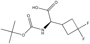 (2R)-2-{[(tert-butoxy)carbonyl]amino}-2-(3,3-difluorocyclobutyl)acetic acid 化学構造式