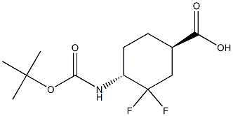 trans-4-{[(tert-butoxy)carbonyl]amino}-3,3-difluorocyclohexane-1-carboxylic acid Structure