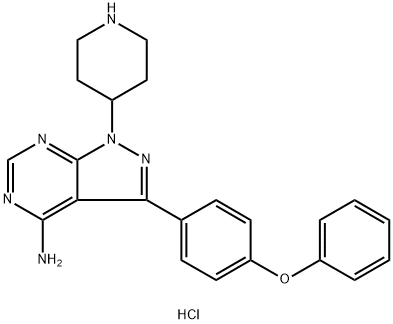 3-(4-phenoxyphenyl)-1-(piperidin-4-yl)-1H-pyrazolo[3,4-d]pyrimidin-4-amine 化学構造式