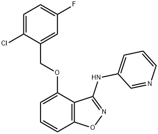 1,2-Benzisoxazol-3-amine, 4-[(2-chloro-5-fluorophenyl)methoxy]-N-3-pyridinyl-, 2241838-28-6, 结构式