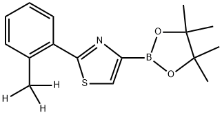 2-(2-(methyl-d3)phenyl)-4-(4,4,5,5-tetramethyl-1,3,2-dioxaborolan-2-yl)thiazole 化学構造式