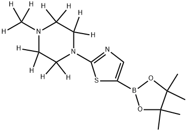 2-(4-(methyl-d3)piperazin-1-yl-2,2,3,3,5,5,6,6-d8)-5-(4,4,5,5-tetramethyl-1,3,2-dioxaborolan-2-yl)thiazole Struktur