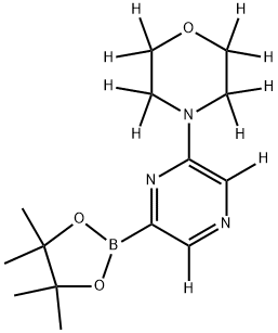 4-(6-(4,4,5,5-tetramethyl-1,3,2-dioxaborolan-2-yl)pyrazin-2-yl-3,5-d2)morpholine-2,2,3,3,5,5,6,6-d8 结构式