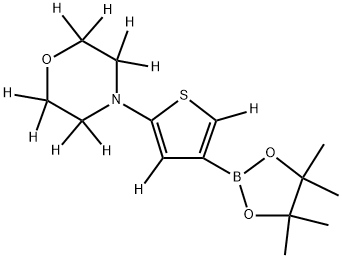 4-(4-(4,4,5,5-tetramethyl-1,3,2-dioxaborolan-2-yl)thiophen-2-yl-3,5-d2)morpholine-2,2,3,3,5,5,6,6-d8,2241877-17-6,结构式