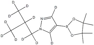 1-(2-(methyl-d3)propyl-1,1,2,3,3,3-d6)-4-(4,4,5,5-tetramethyl-1,3,2-dioxaborolan-2-yl)-1H-pyrazole-3,5-d2 结构式