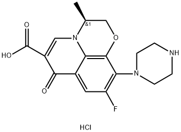 (S)-9-fluoro-3-methyl-7-oxo-10-(piperazin-1-yl)-2,3-dihydro-7H-[1,4]oxazino[2,3,4-ij]quinoline-6-carboxylic acid hydrochloride Struktur