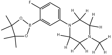 2256704-12-6 1-(4-fluoro-3-(4,4,5,5-tetramethyl-1,3,2-dioxaborolan-2-yl)phenyl)-4-(methyl-d3)piperazine-2,2,3,3,5,5,6,6-d8