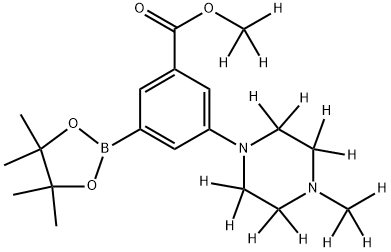 methyl-d3 3-(4-(methyl-d3)piperazin-1-yl-2,2,3,3,5,5,6,6-d8)-5-(4,4,5,5-tetramethyl-1,3,2-dioxaborolan-2-yl)benzoate 结构式