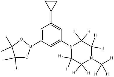 1-(3-cyclopropyl-5-(4,4,5,5-tetramethyl-1,3,2-dioxaborolan-2-yl)phenyl)-4-(methyl-d3)piperazine-2,2,3,3,5,5,6,6-d8 Structure