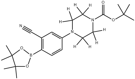 tert-butyl 4-(3-cyano-4-(4,4,5,5-tetramethyl-1,3,2-dioxaborolan-2-yl)phenyl)piperazine-1-carboxylate-2,2,3,3,5,5,6,6-d8 Structure