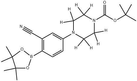 tert-butyl 4-(3-cyano-4-(4,4,5,5-tetramethyl-1,3,2-dioxaborolan-2-yl)phenyl)piperazine-1-carboxylate-2,2,3,3,5,5,6,6-d8 化学構造式