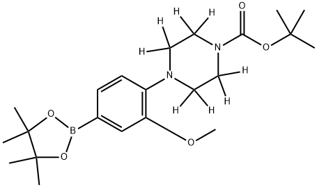 tert-butyl 4-(2-methoxy-4-(4,4,5,5-tetramethyl-1,3,2-dioxaborolan-2-yl)phenyl)piperazine-1-carboxylate-2,2,3,3,5,5,6,6-d8 Struktur