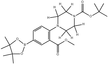 tert-butyl 4-(2-(methoxycarbonyl)-4-(4,4,5,5-tetramethyl-1,3,2-dioxaborolan-2-yl)phenyl)piperazine-1-carboxylate-2,2,3,3,5,5,6,6-d8 Struktur