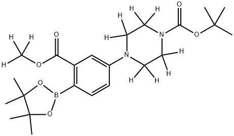 tert-butyl 4-(3-((methoxy-d3)carbonyl)-4-(4,4,5,5-tetramethyl-1,3,2-dioxaborolan-2-yl)phenyl)piperazine-1-carboxylate-2,2,3,3,5,5,6,6-d8 Structure
