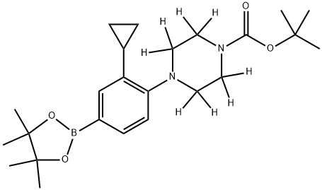 tert-butyl 4-(2-cyclopropyl-4-(4,4,5,5-tetramethyl-1,3,2-dioxaborolan-2-yl)phenyl)piperazine-1-carboxylate-2,2,3,3,5,5,6,6-d8 Structure