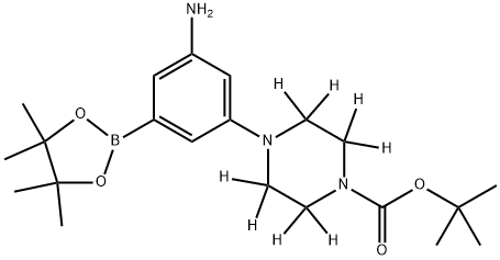tert-butyl 4-(3-amino-5-(4,4,5,5-tetramethyl-1,3,2-dioxaborolan-2-yl)phenyl)piperazine-1-carboxylate-2,2,3,3,5,5,6,6-d8 Structure
