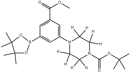 tert-butyl 4-(3-(methoxycarbonyl)-5-(4,4,5,5-tetramethyl-1,3,2-dioxaborolan-2-yl)phenyl)piperazine-1-carboxylate-2,2,3,3,5,5,6,6-d8 Struktur