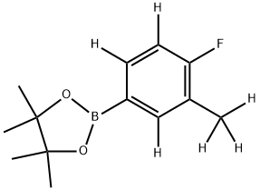 2-(4-fluoro-3-(methyl-d3)phenyl-2,5,6-d3)-4,4,5,5-tetramethyl-1,3,2-dioxaborolane,2256706-08-6,结构式