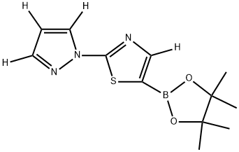 2-(1H-pyrazol-1-yl-d3)-5-(4,4,5,5-tetramethyl-1,3,2-dioxaborolan-2-yl)thiazole-4-d Struktur