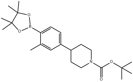 tert-butyl 4-(3-methyl-4-(4,4,5,5-tetramethyl-1,3,2-dioxaborolan-2-yl)phenyl)piperidine-1-carboxylate Structure