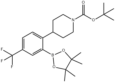 tert-butyl 4-(2-(4,4,5,5-tetramethyl-1,3,2-dioxaborolan-2-yl)-4-(trifluoromethyl)phenyl)piperidine-1-carboxylate Structure