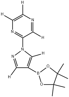 2-(4-(4,4,5,5-tetramethyl-1,3,2-dioxaborolan-2-yl)-1H-pyrazol-1-yl-3,5-d2)pyrazine-3,5,6-d3 Struktur