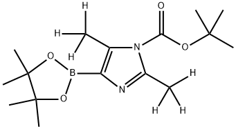 tert-butyl 2,5-bis(methyl-d3)-4-(4,4,5,5-tetramethyl-1,3,2-dioxaborolan-2-yl)-1H-imidazole-1-carboxylate Struktur