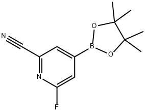 6-fluoro-4-(4,4,5,5-tetramethyl-1,3,2-dioxaborolan-2-yl)picolinonitrile Struktur