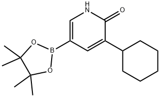 3-cyclohexyl-5-(4,4,5,5-tetramethyl-1,3,2-dioxaborolan-2-yl)pyridin-2(1H)-one 化学構造式